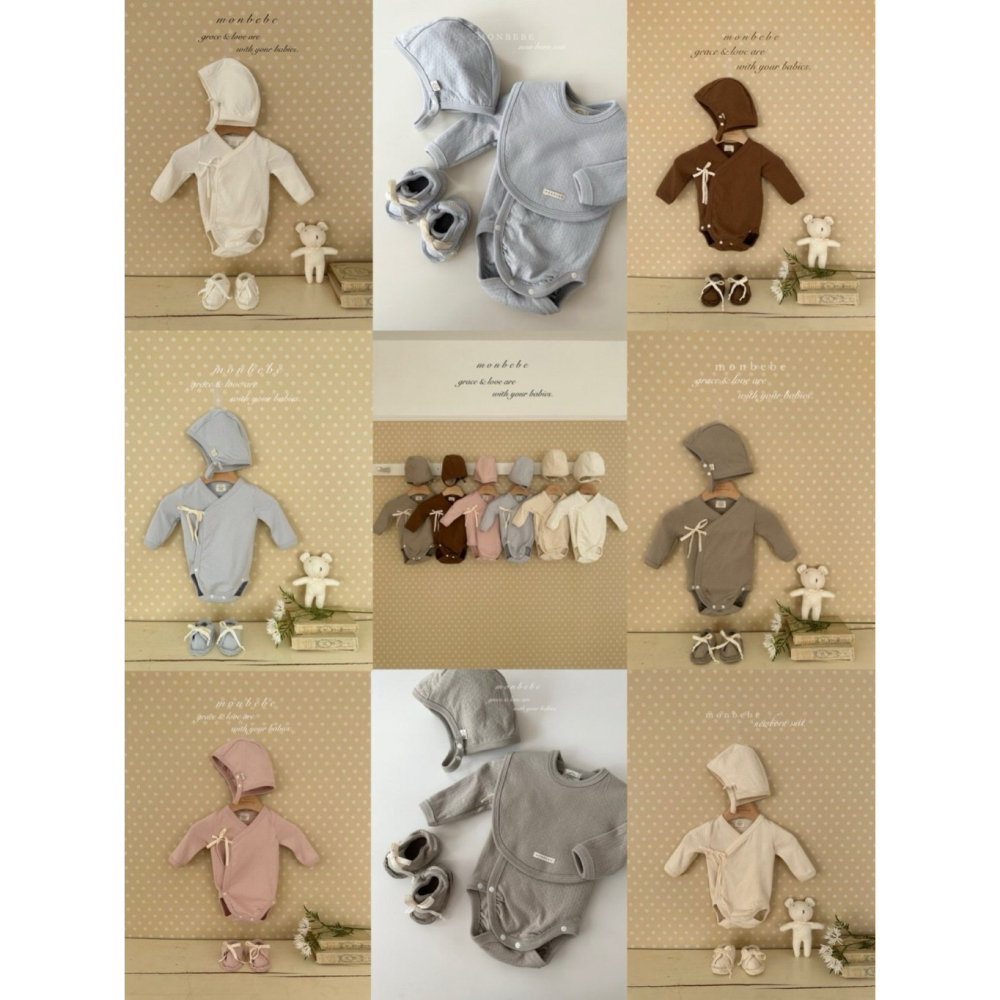 26春 正韓 monbebe Soft Beginning 溫柔初生系列 新生兒 綁帶包屁衣（六色）-細節圖2