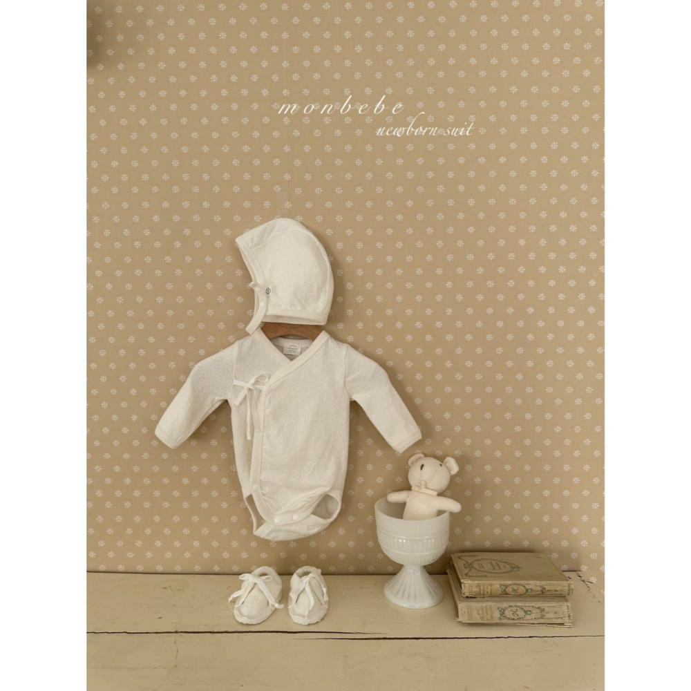 26春 正韓 monbebe Soft Beginning 溫柔初生系列 新生兒 綁帶包屁衣（六色）-細節圖3