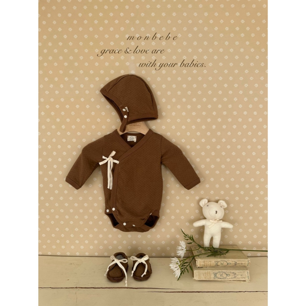 26春 正韓 monbebe Soft Beginning 溫柔初生系列 新生兒 綁帶包屁衣（六色）-細節圖4