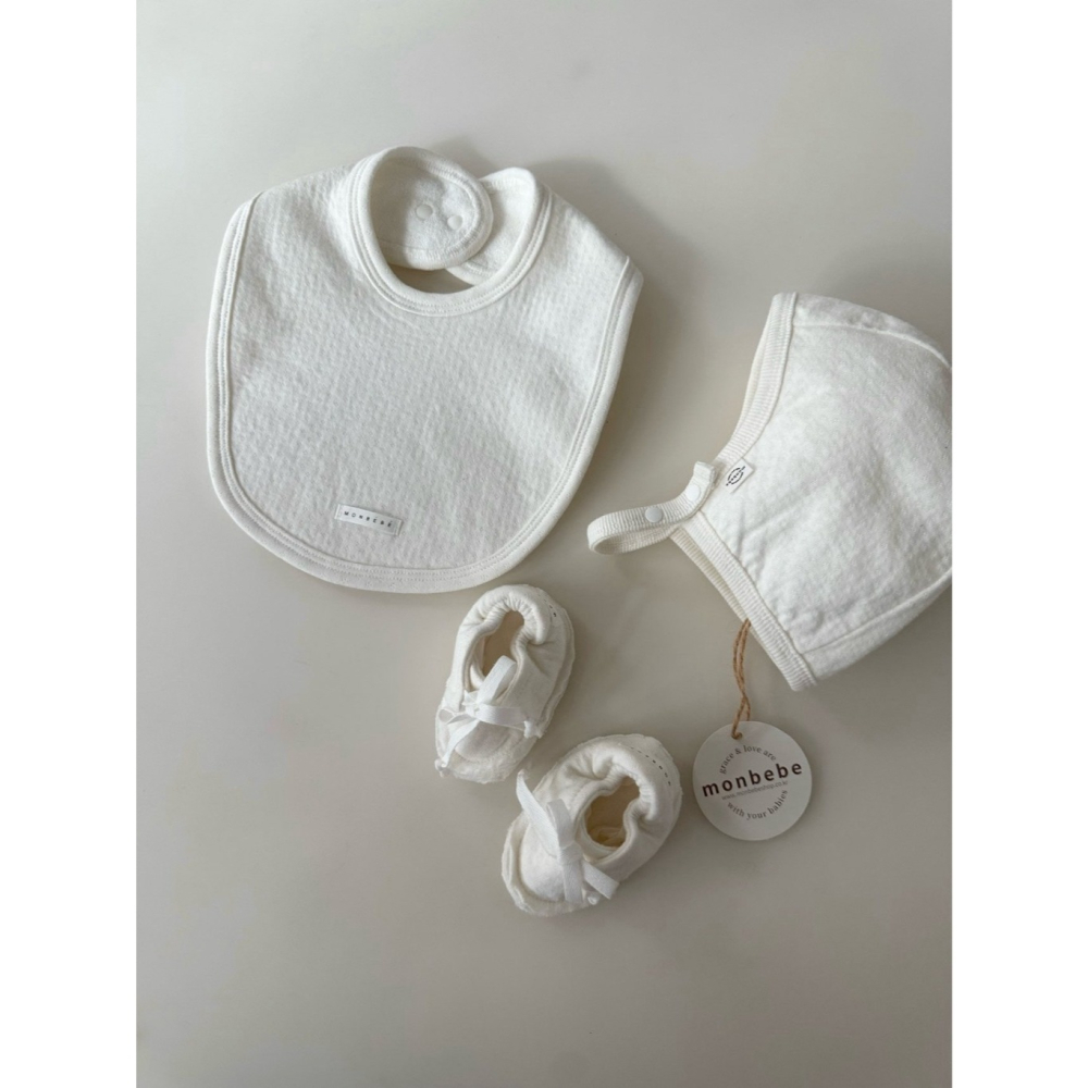 26春 正韓 monbebe Soft Beginning 溫柔初生系列 新生兒親膚圍兜（六色）-細節圖2