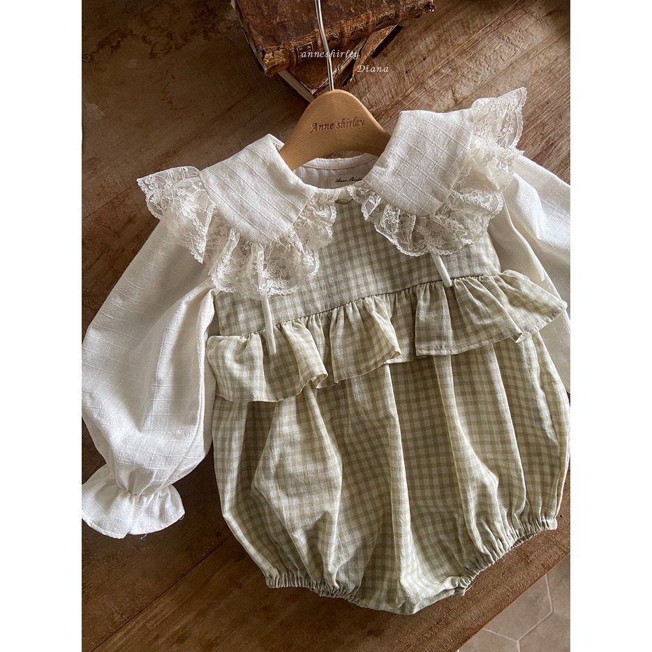 26春 正韓 Anneshirley Soft Field 溫柔田野系列 格紋包屁衣 寶寶款-細節圖3