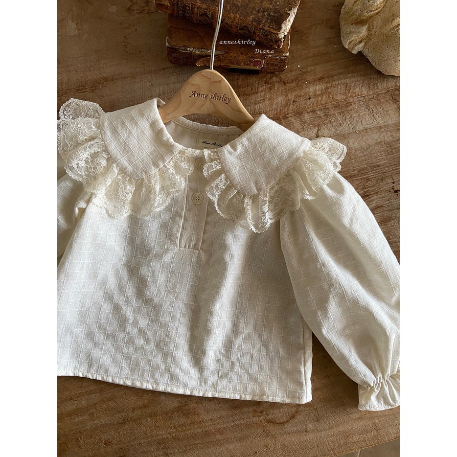 26春 正韓 Anneshirley Soft Dream 溫柔夢境系列 蕾絲上衣 寶寶款-細節圖3
