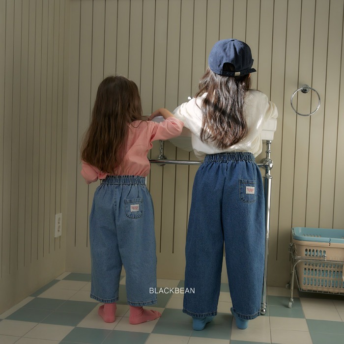 26春 正韓 blackbean 基本款 寬鬆牛仔褲 幼童款(84~120cm)-細節圖3