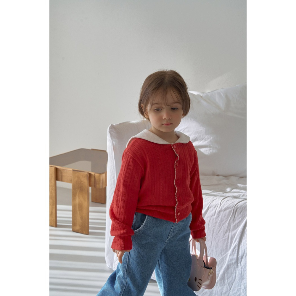 26春 正韓 momoann 質感滾邊 針織外套 (90~130cm)-細節圖3