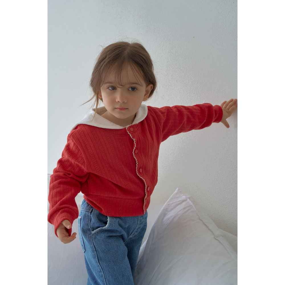 26春 正韓 momoann 質感滾邊 針織外套 (90~130cm)-細節圖4