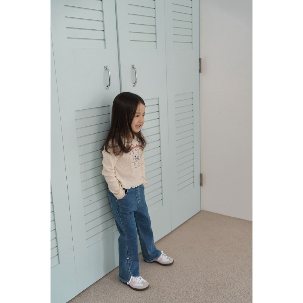 26春 正韓 momoann 小愛心 靴型 牛仔褲 (90~150cm)-細節圖3