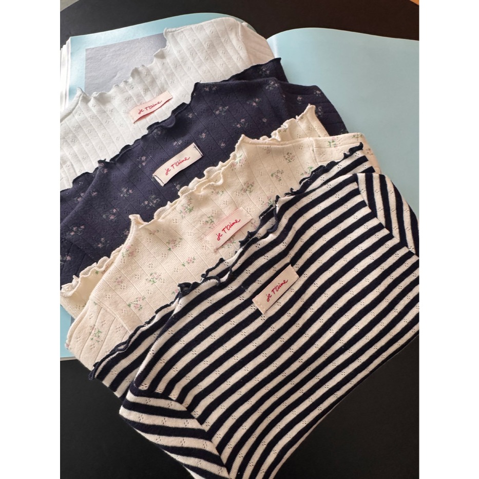 26春 正韓 momoann 日常滿分 百搭木耳邊上衣 (90~130cm)-細節圖10