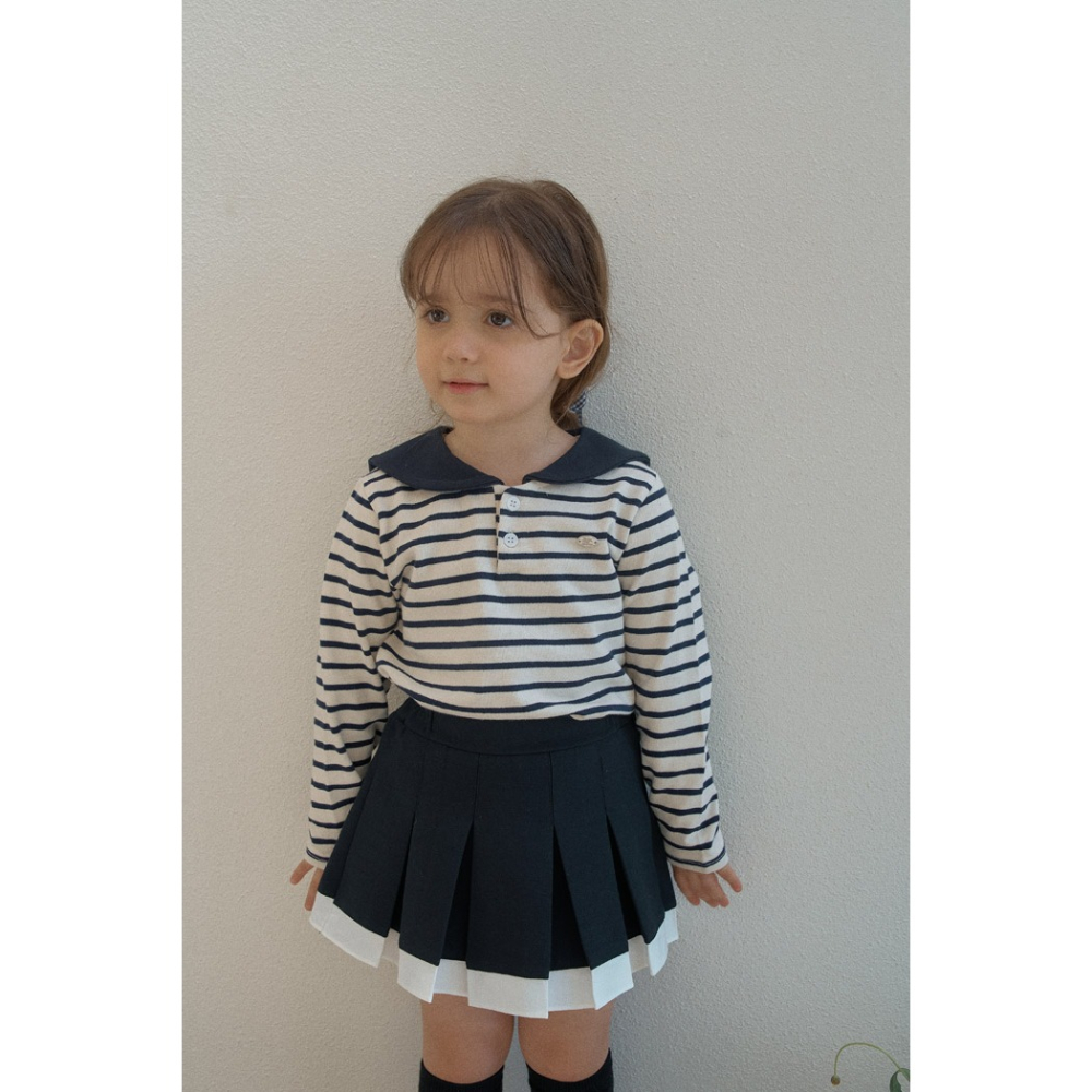 26春 正韓 momoann 質感小標 翻領上衣 (90~140cm)-細節圖2