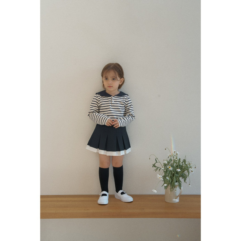 26春 正韓 momoann 質感小標 翻領上衣 (90~140cm)-細節圖4