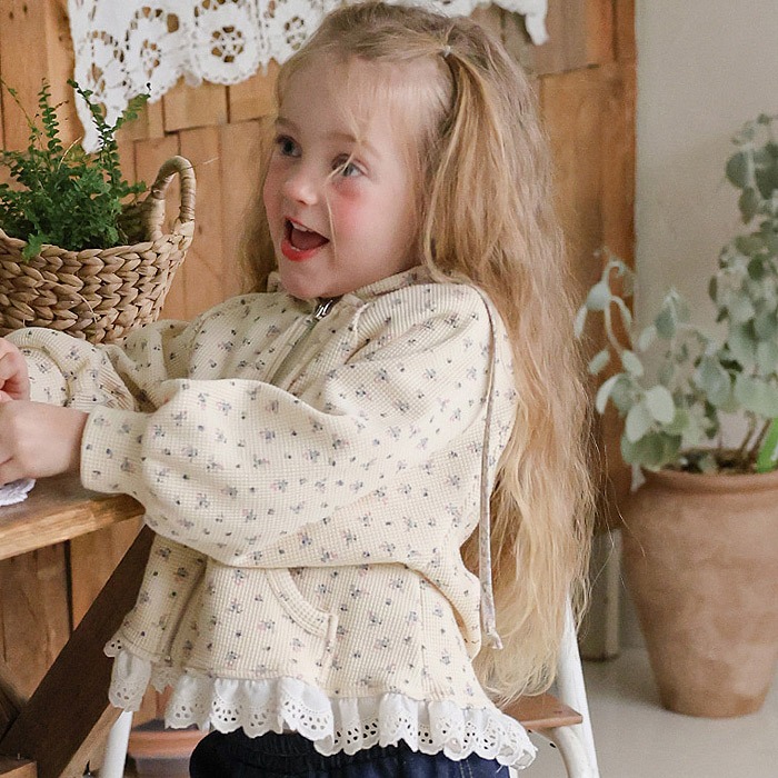 26春 正韓 FLO Field Days 田野日常系列 碎花連帽外套（80-135cm)-細節圖2