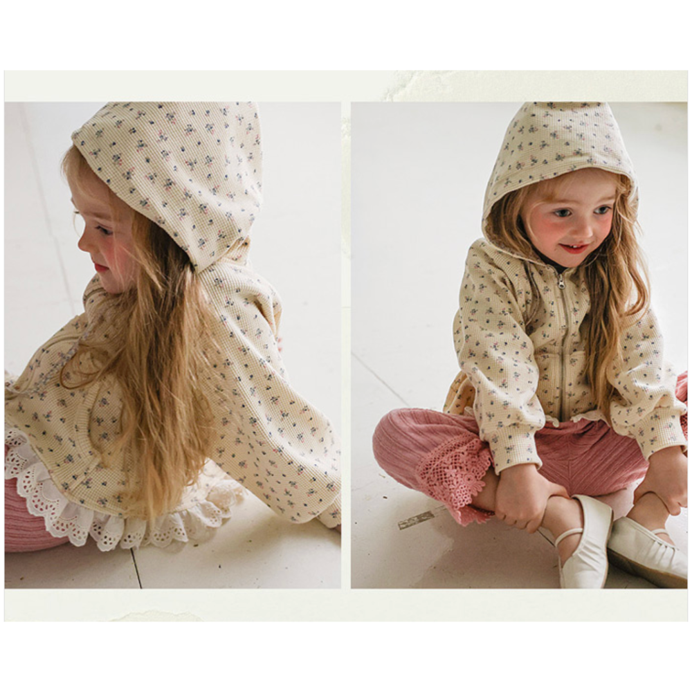 26春 正韓 FLO Field Days 田野日常系列 碎花連帽外套（80-135cm)-細節圖3