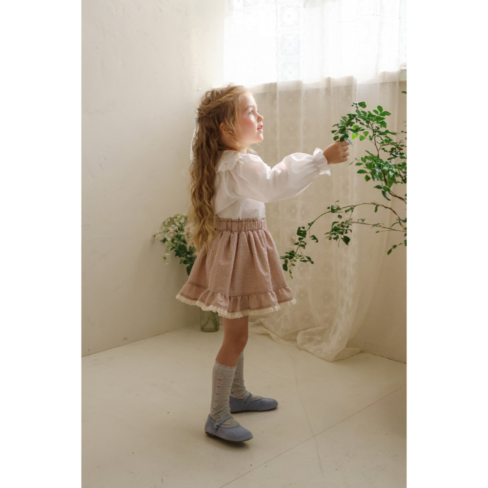 26春 正韓 FLO Field Days 田野日常系列 格紋荷葉短裙（80-135cm)-細節圖8