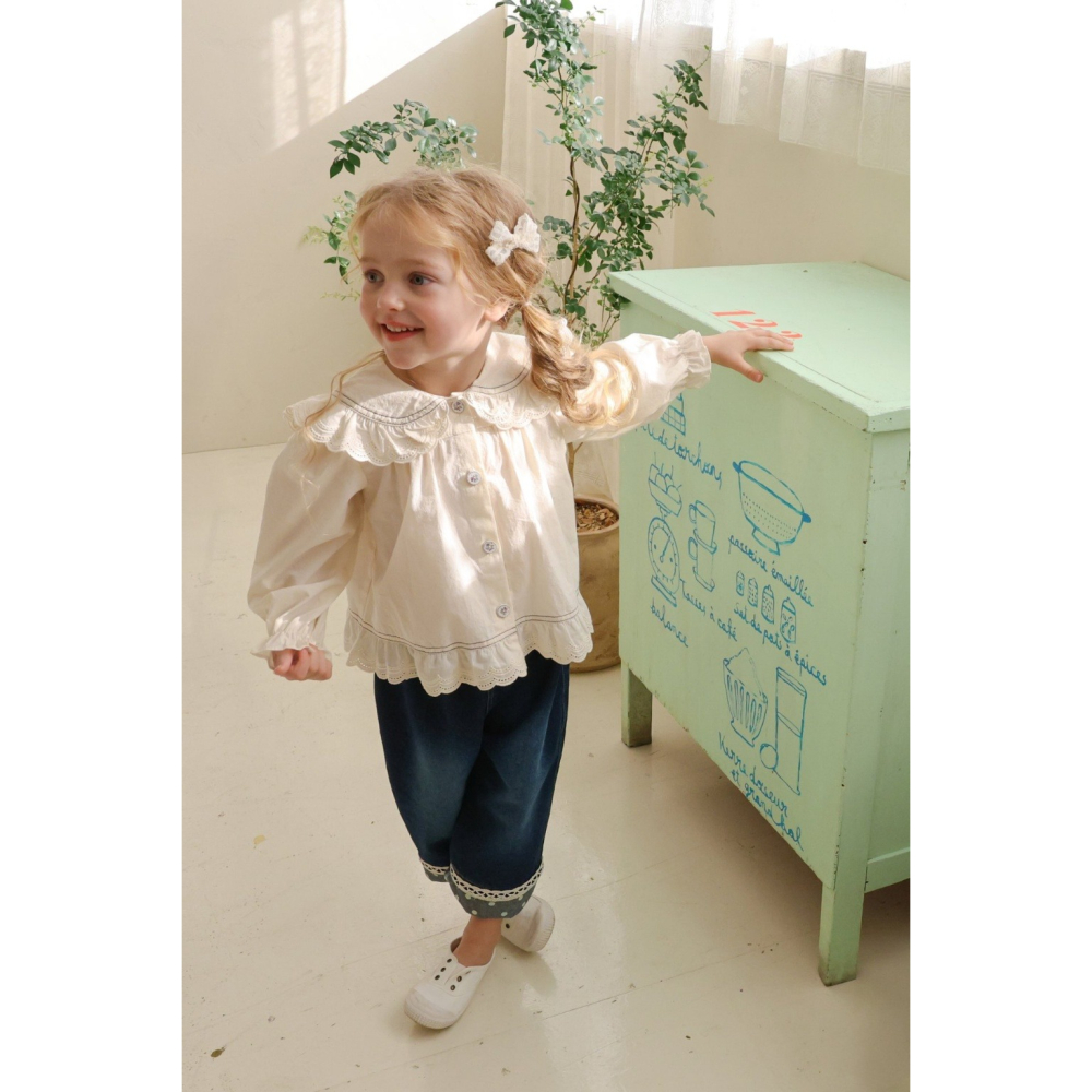 26春 正韓 FLO Field Days 田野日常系列 荷葉領上衣（80-135cm)-細節圖3