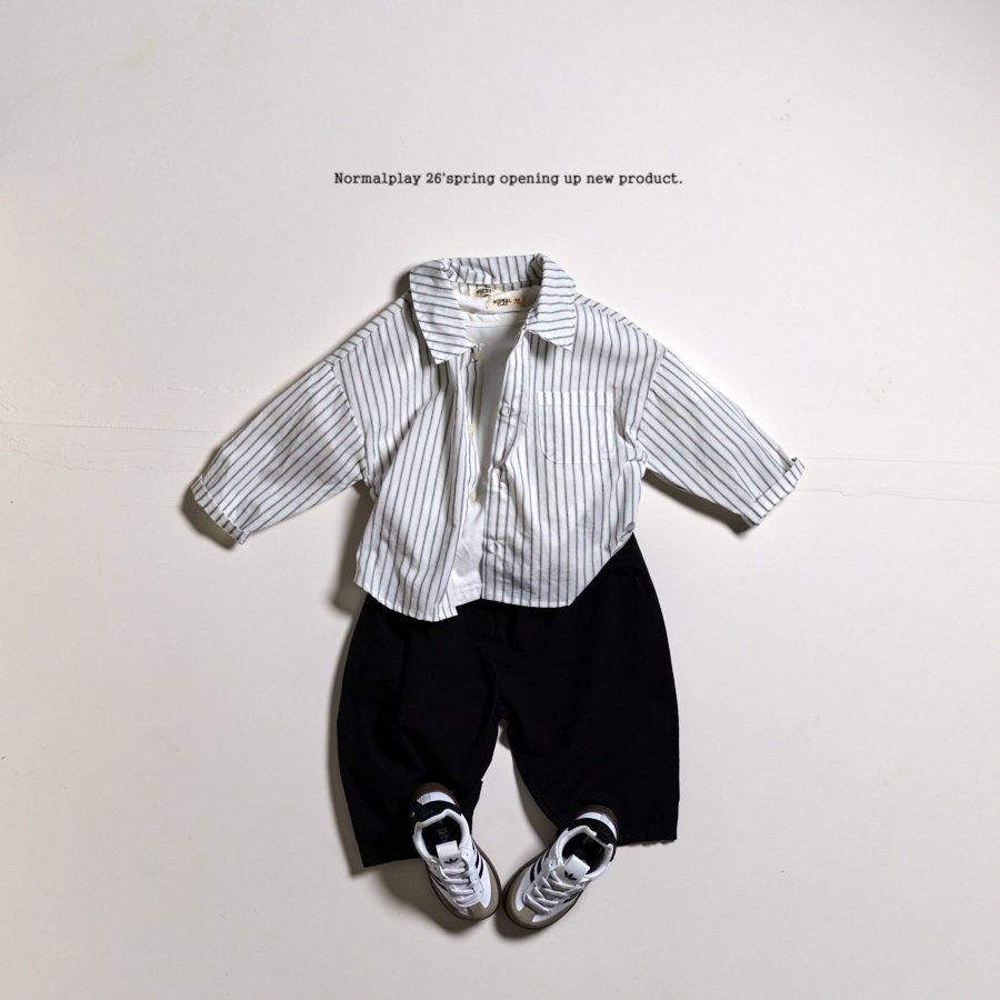 26春 正韓 Normalplay Urban Daily｜經典直條襯衫（80-140cm)-細節圖6