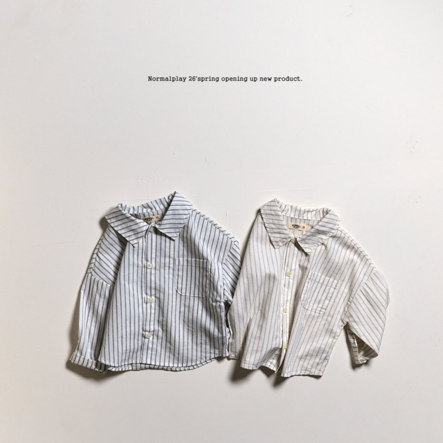 26春 正韓 Normalplay Urban Daily｜經典直條襯衫（80-140cm)-細節圖8