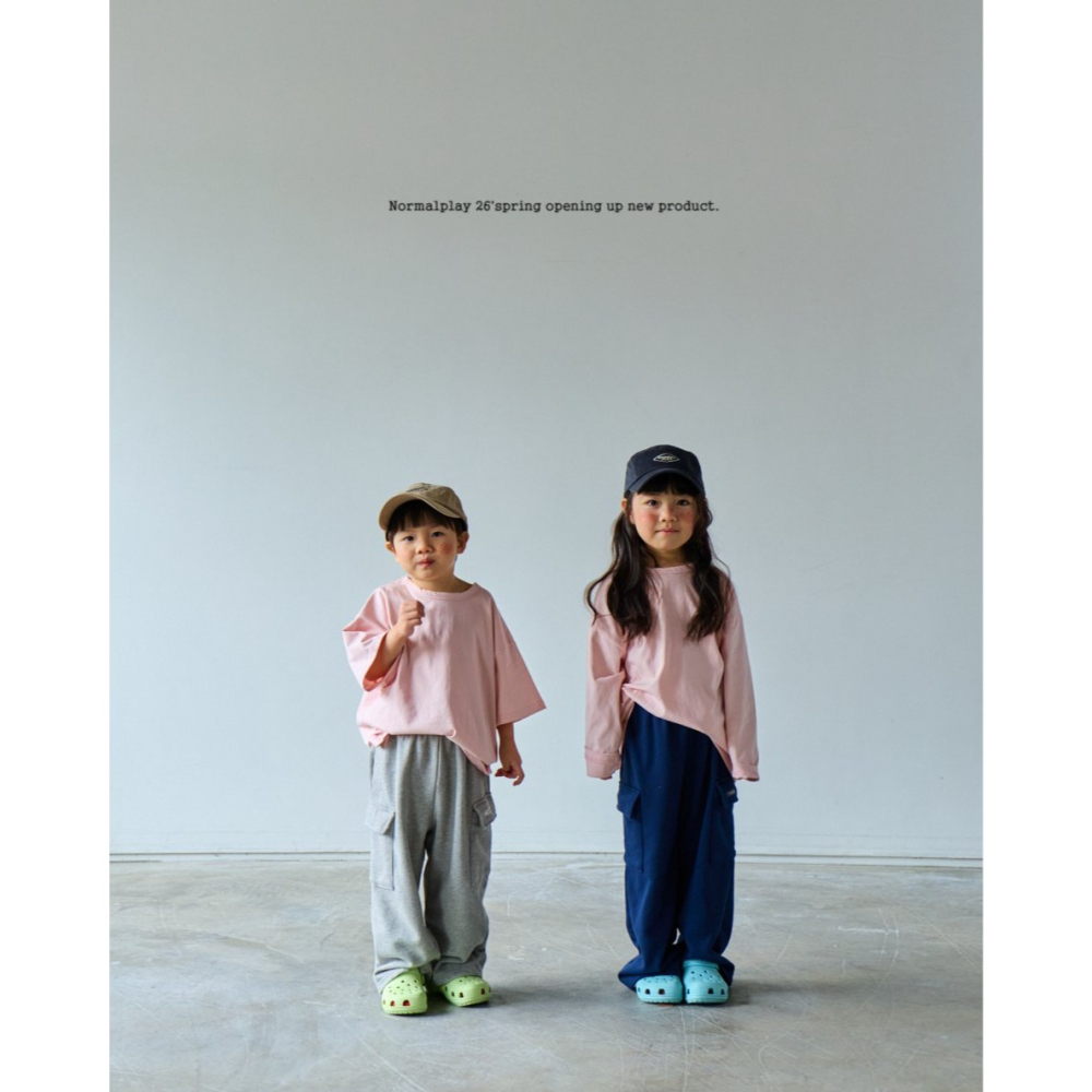 26春 正韓 Normalplay Urban Daily｜直筒側口袋棉質長褲（80-140cm)-細節圖2