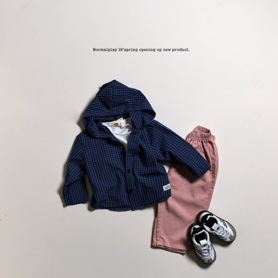 26春 正韓 Normalplay Urban Daily｜經典格紋連帽衫（80-140cm)-細節圖7