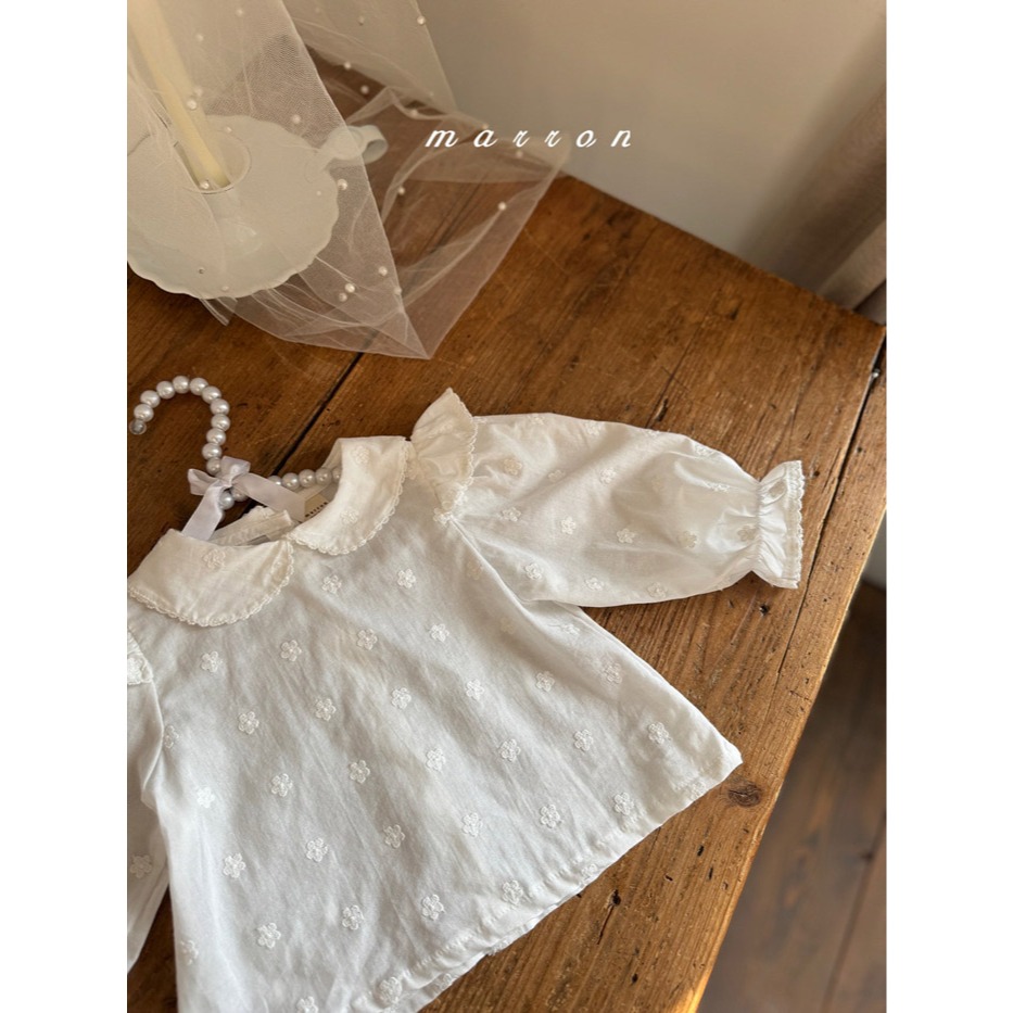 26春 正韓 Marron Petite Bloom｜刺繡小花上衣（75-110cm)-細節圖2