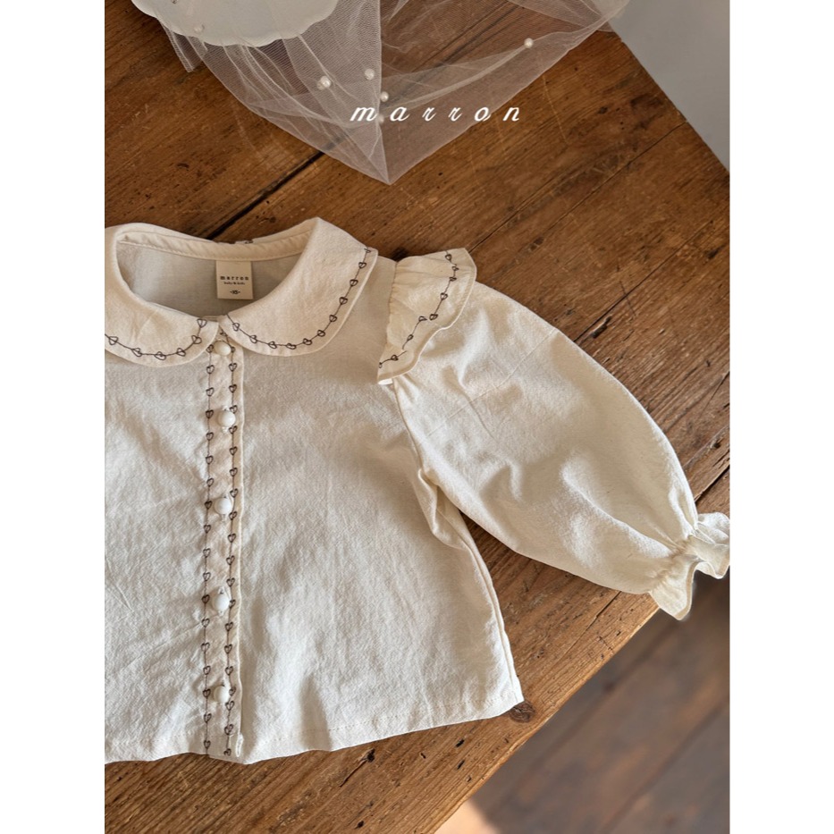 26春 正韓 Marron Petite Bloom｜復古刺繡上衣（75-110cm)-細節圖2