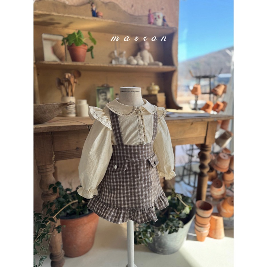 26春 正韓 Marron Petite Bloom｜復古刺繡上衣（75-110cm)-細節圖4