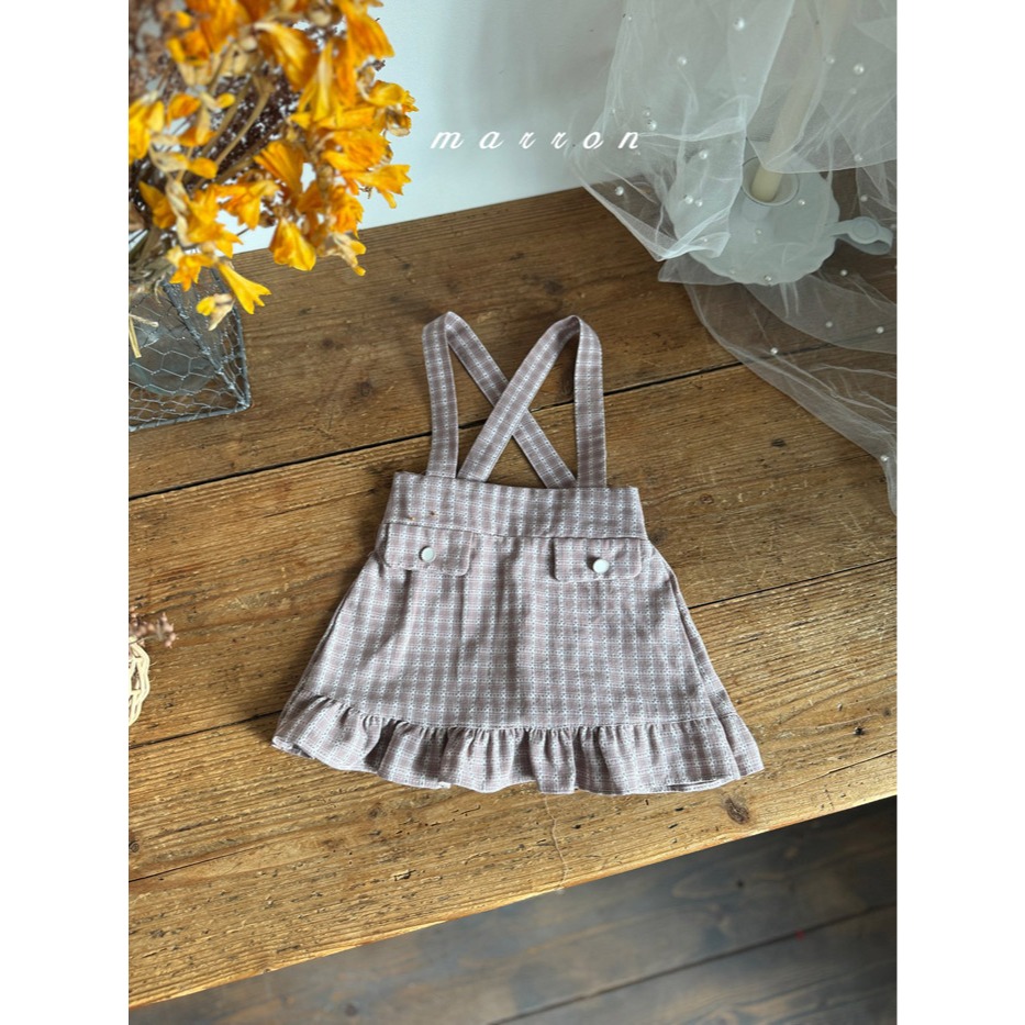 26春 正韓 Marron Petite Bloom｜復古格紋吊帶裙（75-110cm)-細節圖8