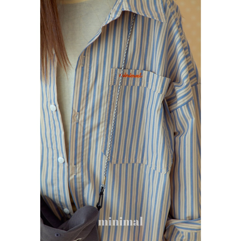 26春 正韓  Minimal Urban Minimal｜城市條紋寬版襯衫（75-145cm)-細節圖3