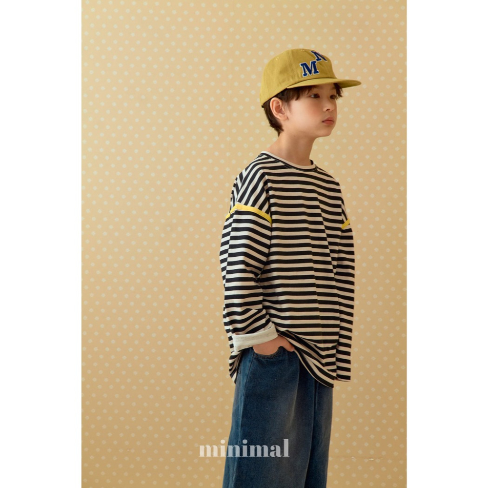 26春 正韓 Minimal Urban Minimal｜城市感拼接條紋長袖上衣（85-145cm)-細節圖3