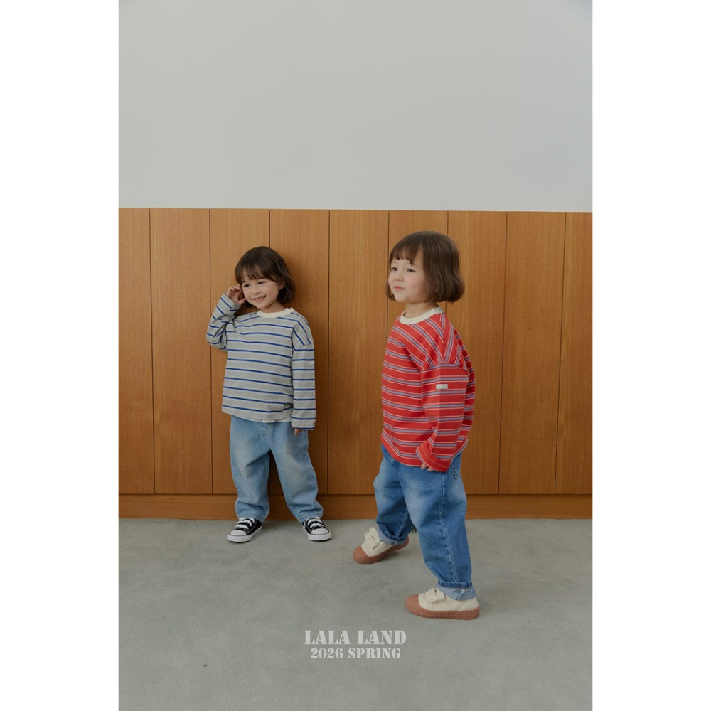 26春 正韓 Lalaland｜School Days 學院丹寧長褲 （75-120cm)-細節圖2