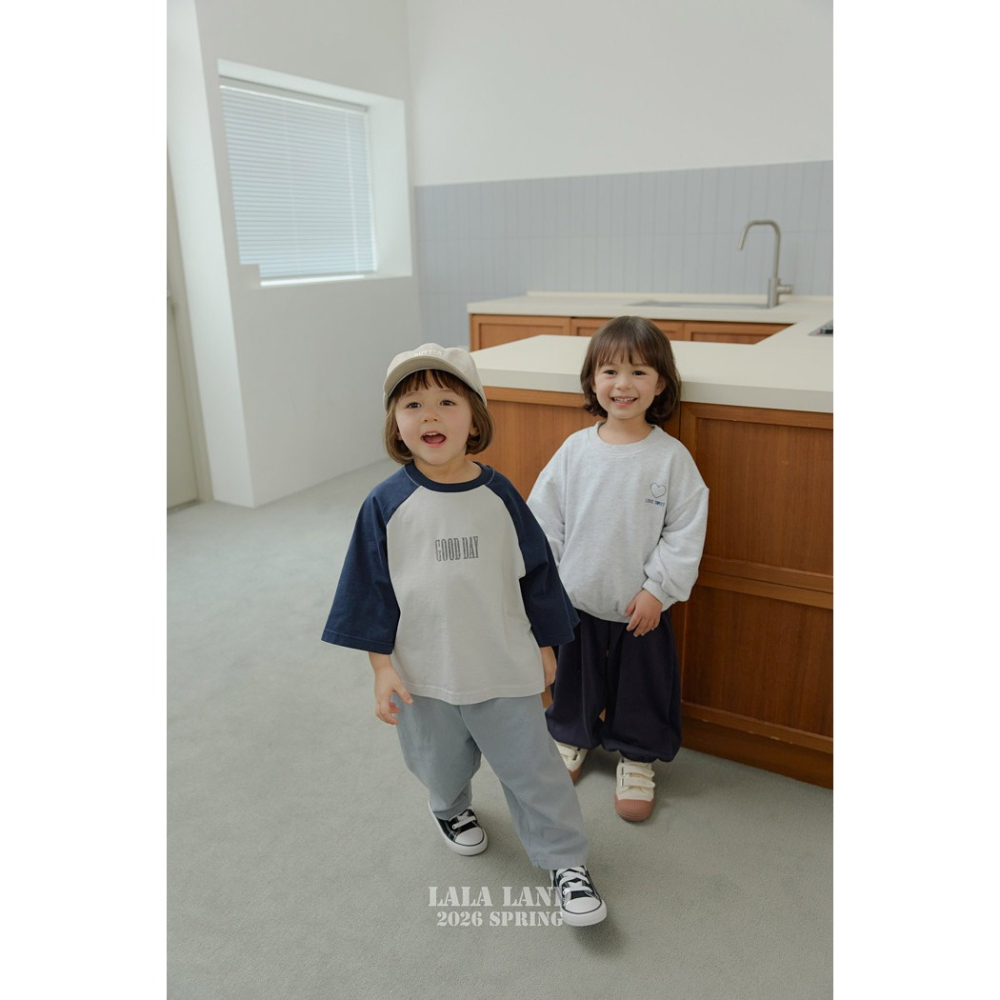 26春 正韓 Lalaland｜School Days 圓領拼五長袖上衣 （75-120cm)-細節圖3
