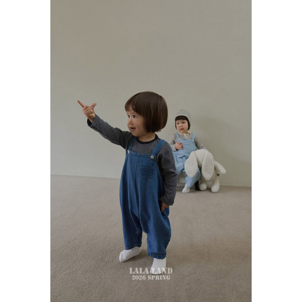 26春 正韓 Lalaland｜School Days 學院丹寧吊帶褲（up~82cm)-細節圖6
