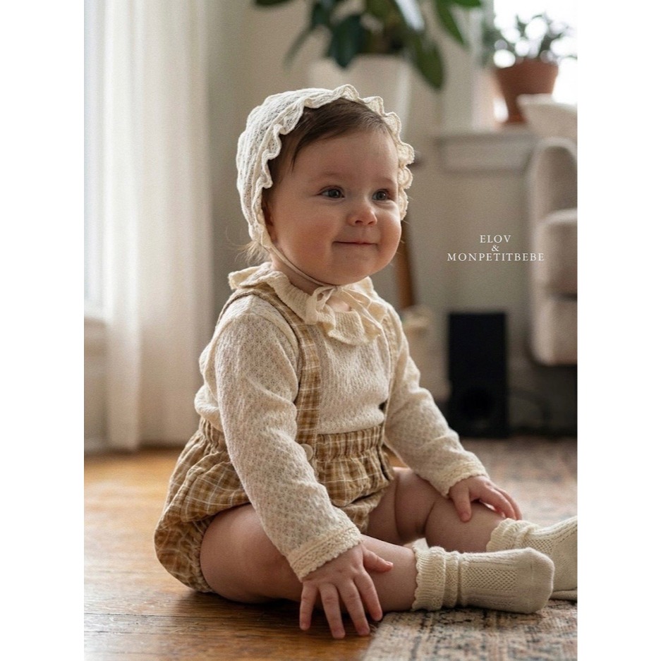 26春 正韓 Ｍon petit bébé｜Petite Maison 菱格吊帶褲 baby款 （6m-18m)-細節圖3