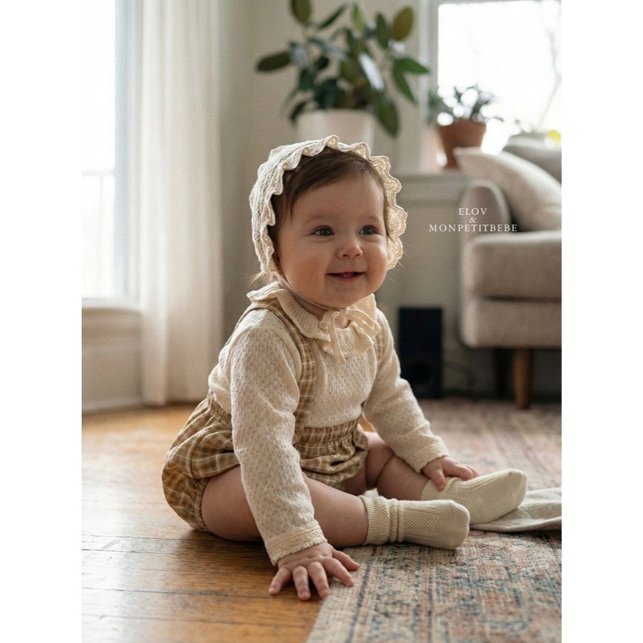 26春 正韓 Ｍon petit bébé｜Petite Maison 菱格吊帶褲 baby款 （6m-18m)-細節圖4