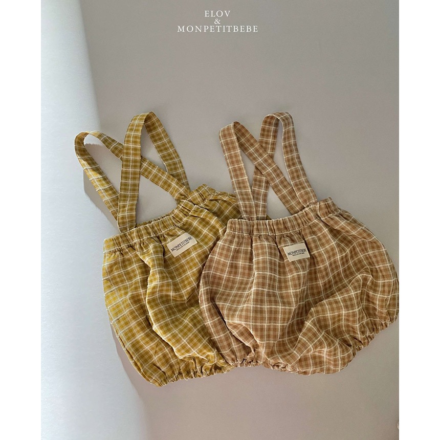 26春 正韓 Ｍon petit bébé｜Petite Maison 菱格吊帶褲 baby款 （6m-18m)-細節圖5