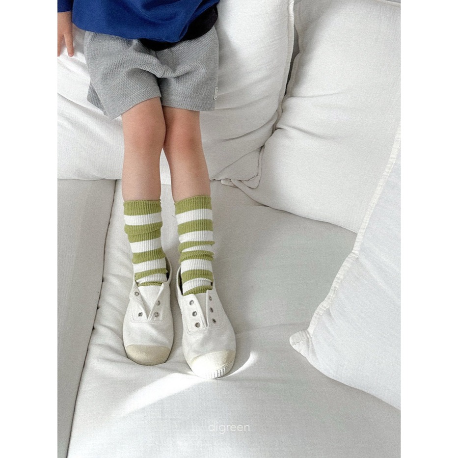 26春 正韓 DIGREEN｜Everyday Playground｜超百搭條紋 中筒襪（三雙一組）-細節圖3