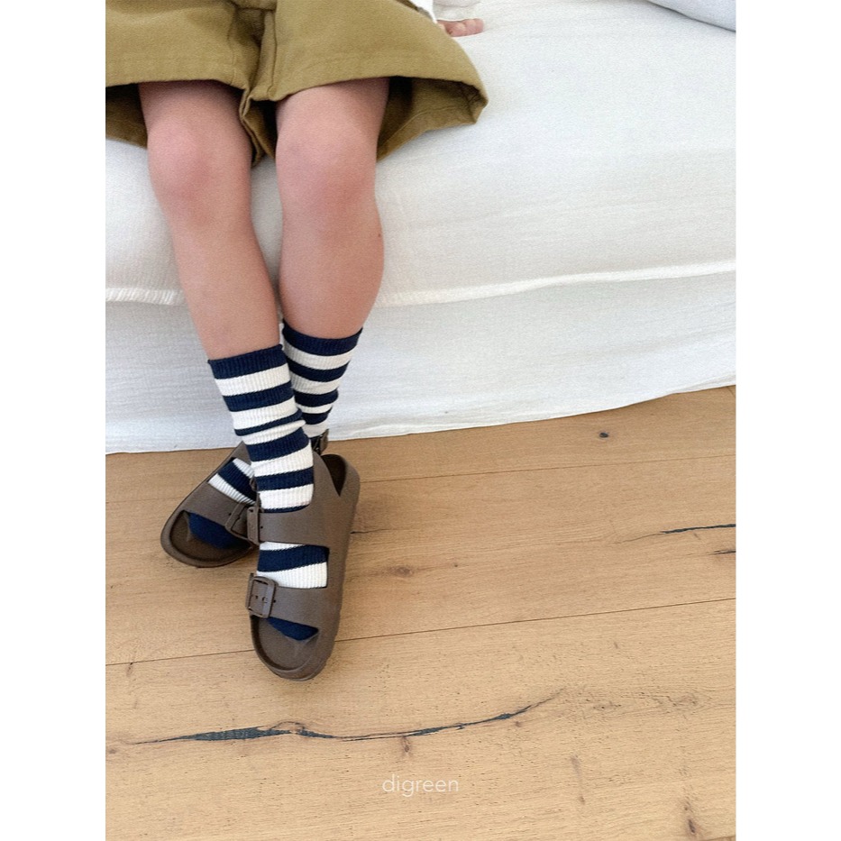 26春 正韓 DIGREEN｜Everyday Playground｜超百搭條紋 中筒襪（三雙一組）-細節圖5