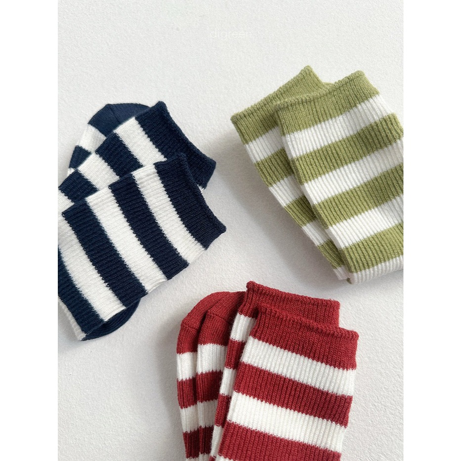 26春 正韓 DIGREEN｜Everyday Playground｜超百搭條紋 中筒襪（三雙一組）-細節圖6
