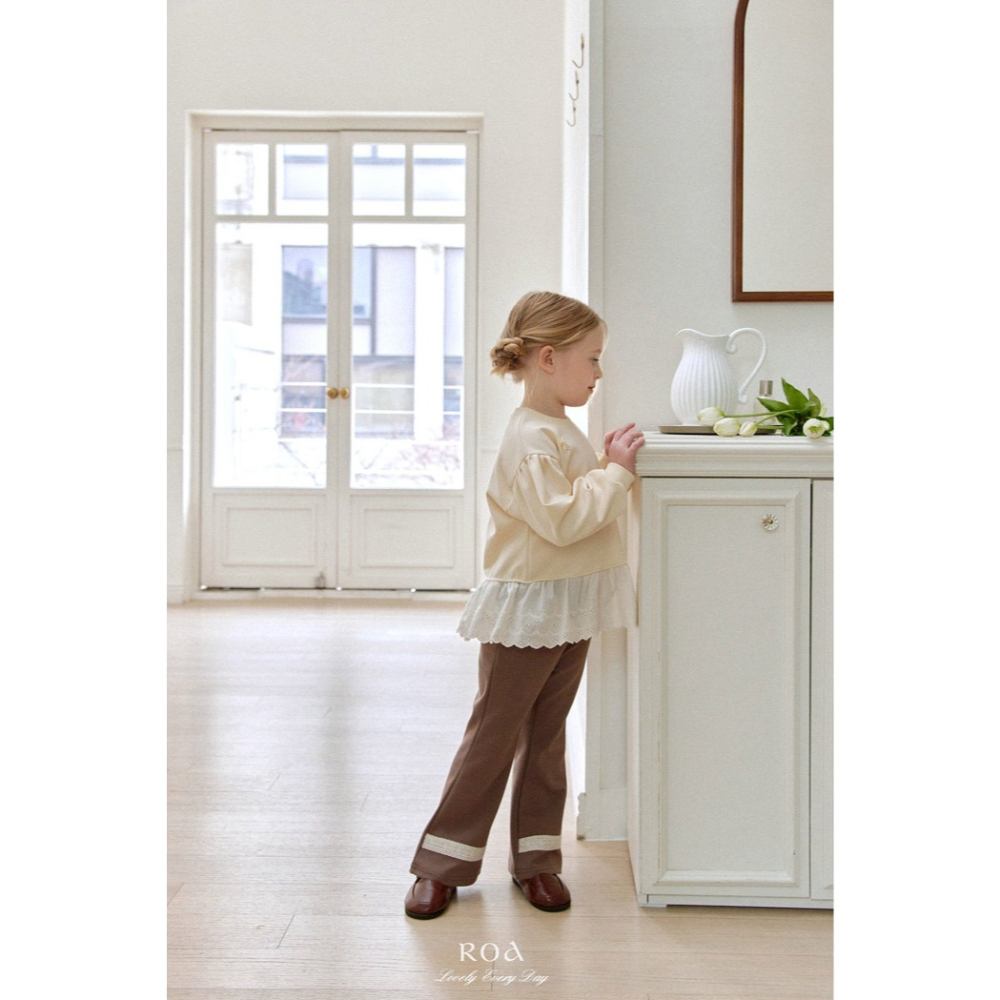 26春 正韓 ROA｜Lovely Every Day｜細緻布蕾棉質長褲-細節圖3