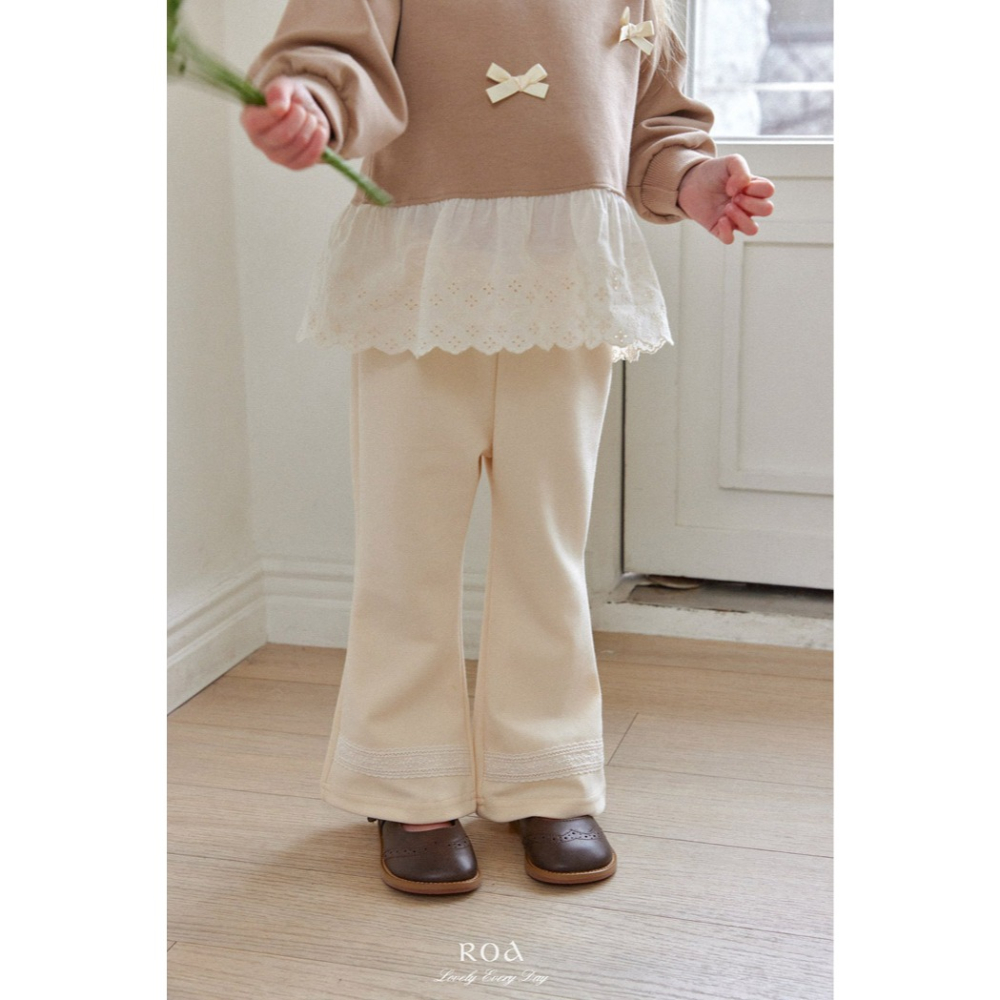 26春 正韓 ROA｜Lovely Every Day｜細緻布蕾棉質長褲-細節圖7