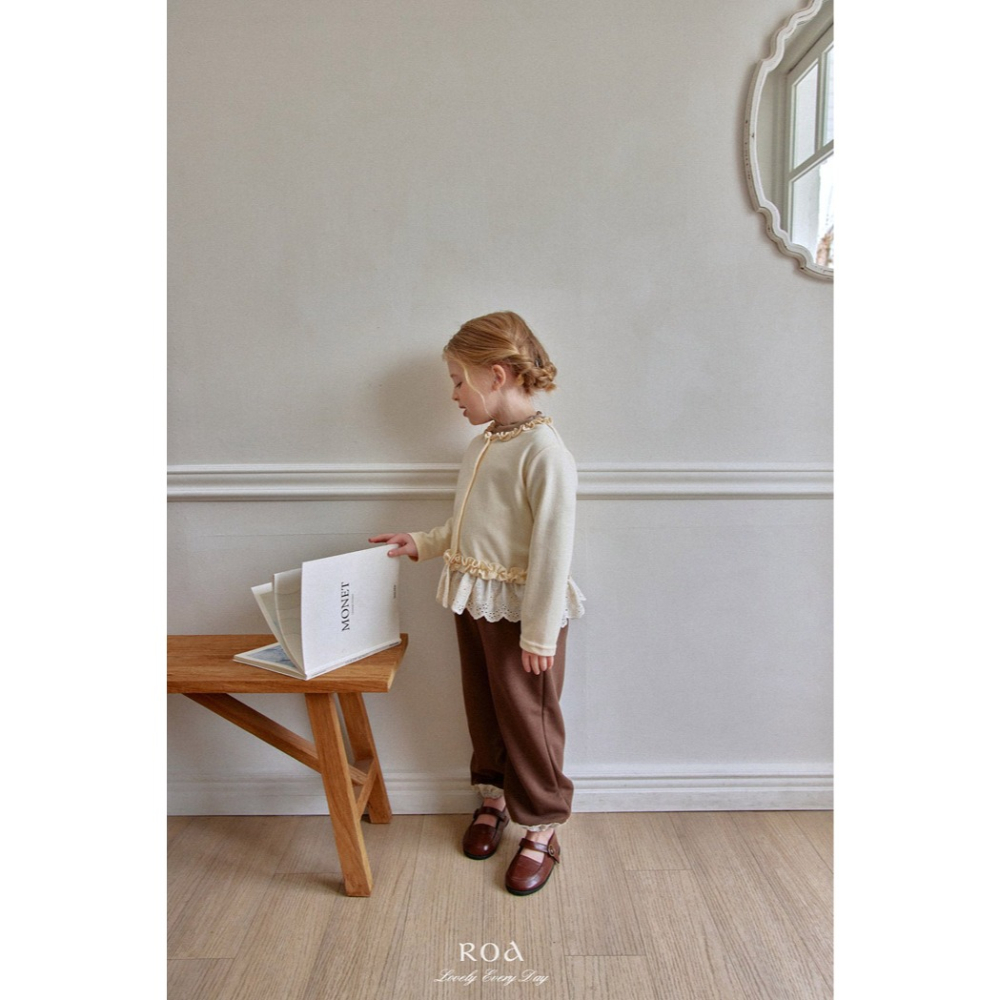 26春 正韓 ROA｜Lovely Every Day｜細緻布蕾縮口棉褲-細節圖2