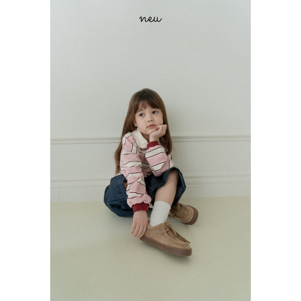 26春 正韓 neu｜Little Vintage 條紋小細節上衣 粉/藍-細節圖3