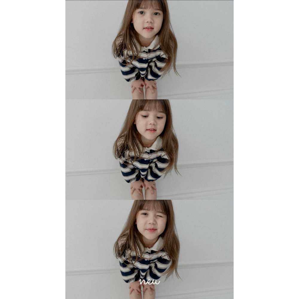 26春 正韓 neu｜Little Vintage 條紋小細節上衣 粉/藍-細節圖5