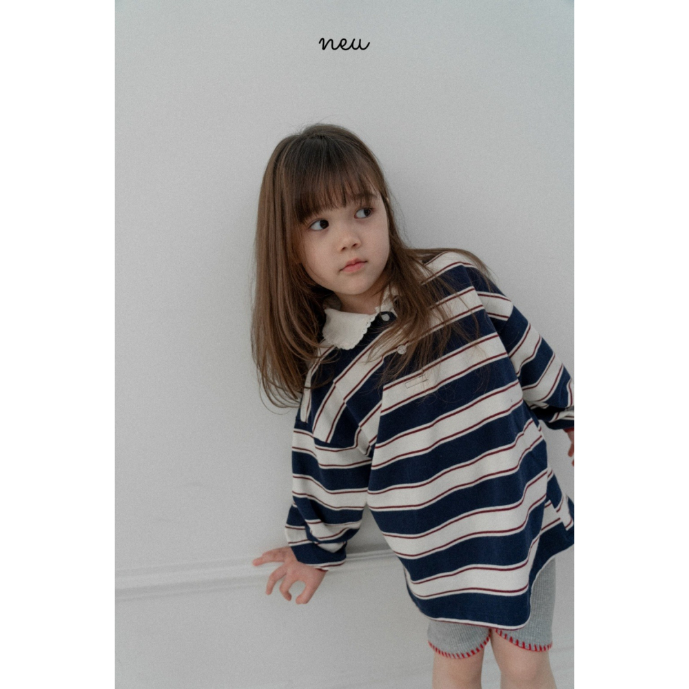 26春 正韓 neu｜Little Vintage 條紋小細節上衣 粉/藍-細節圖6