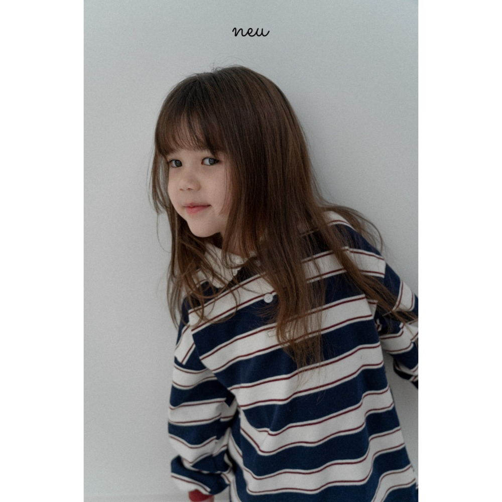 26春 正韓 neu｜Little Vintage 條紋小細節上衣 粉/藍-細節圖8