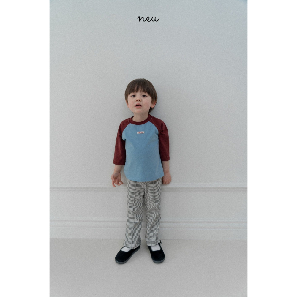 26春 正韓 neu｜Little Vintage 棒球Ｔ七分袖上衣 白/藍-細節圖6