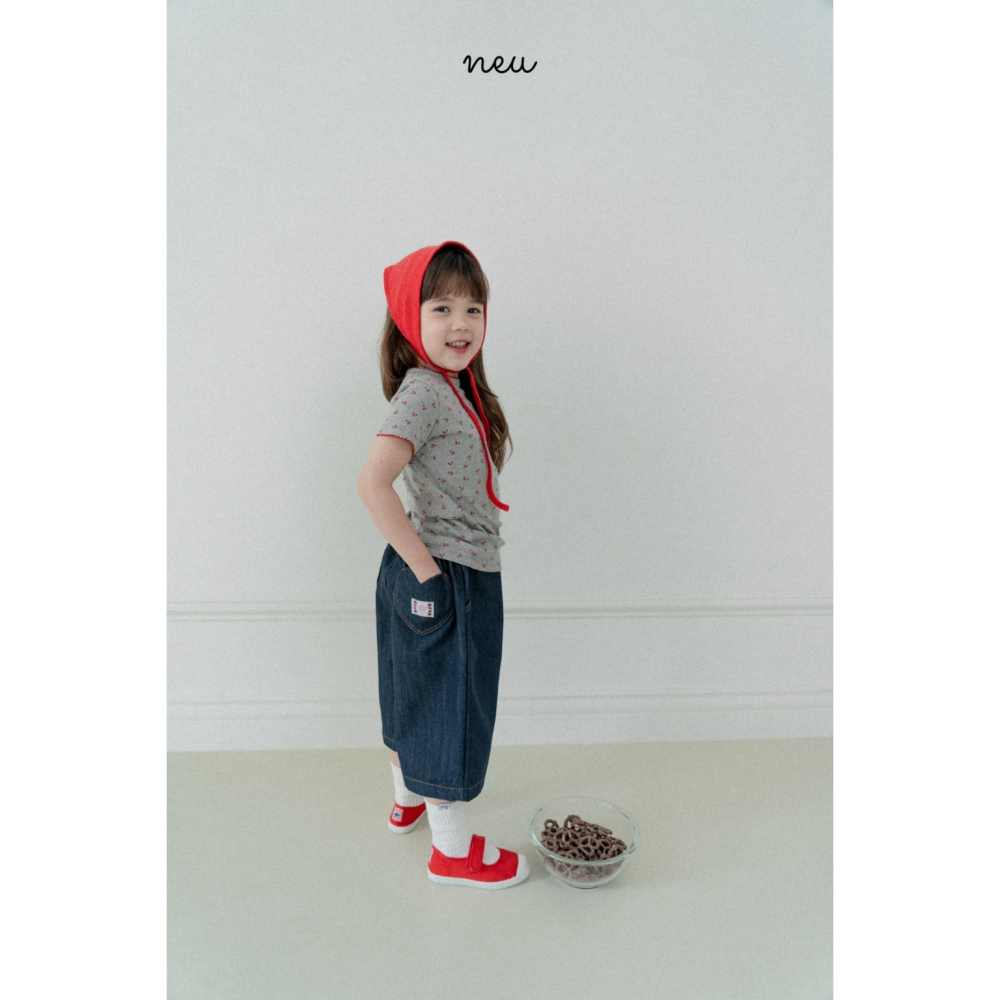 26春 正韓 neu｜Little Vintage 車邊小細節 櫻桃上衣  白/灰-細節圖4