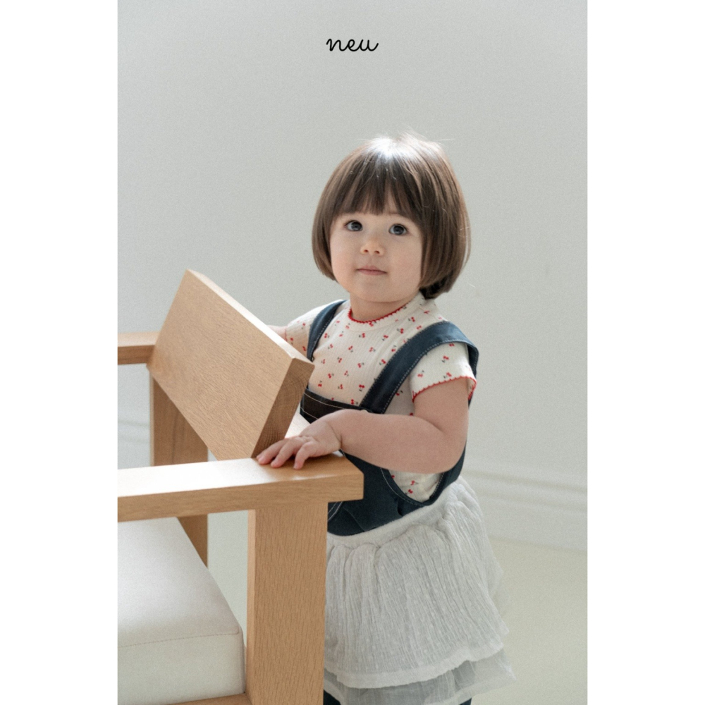 26春 正韓 neu｜Little Vintage 車邊小細節 櫻桃上衣  白/灰-細節圖7