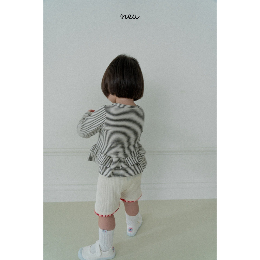 26春 正韓 neu｜Little Vintage  小裙擺上衣  白/黑條/紅條-細節圖3
