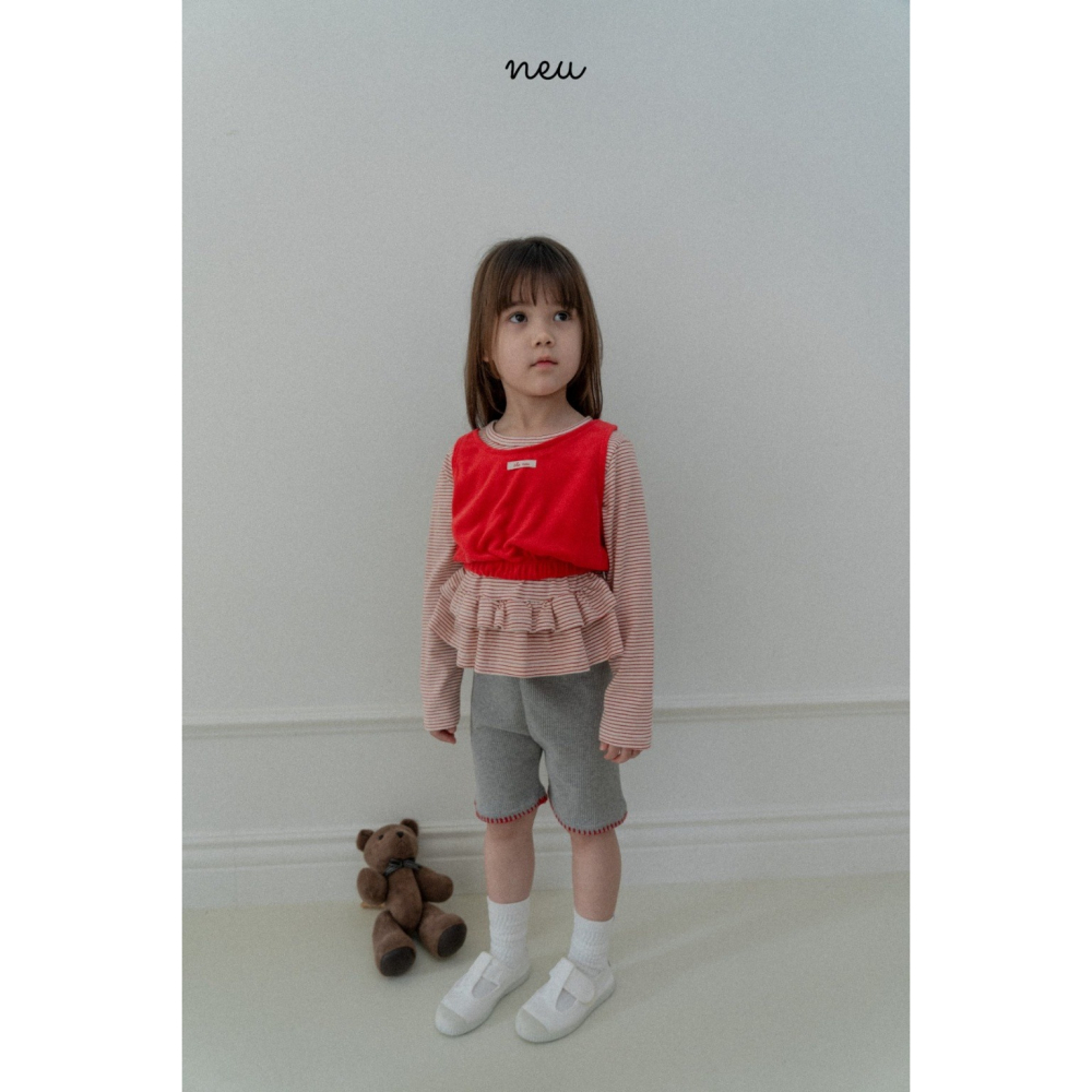 26春 正韓 neu｜Little Vintage  小裙擺上衣  白/黑條/紅條-細節圖5