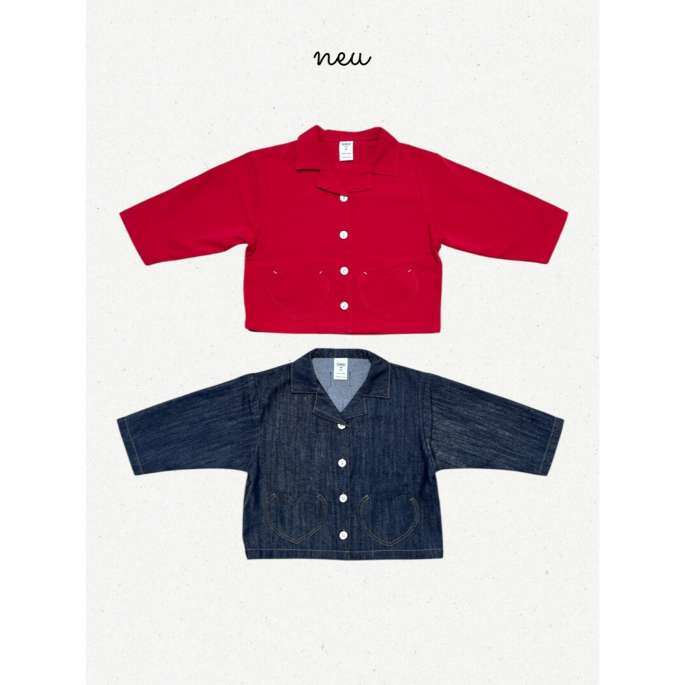 26春 正韓 neu｜Little Vintage 基本款百搭 單寧外套  藍/紅-細節圖2
