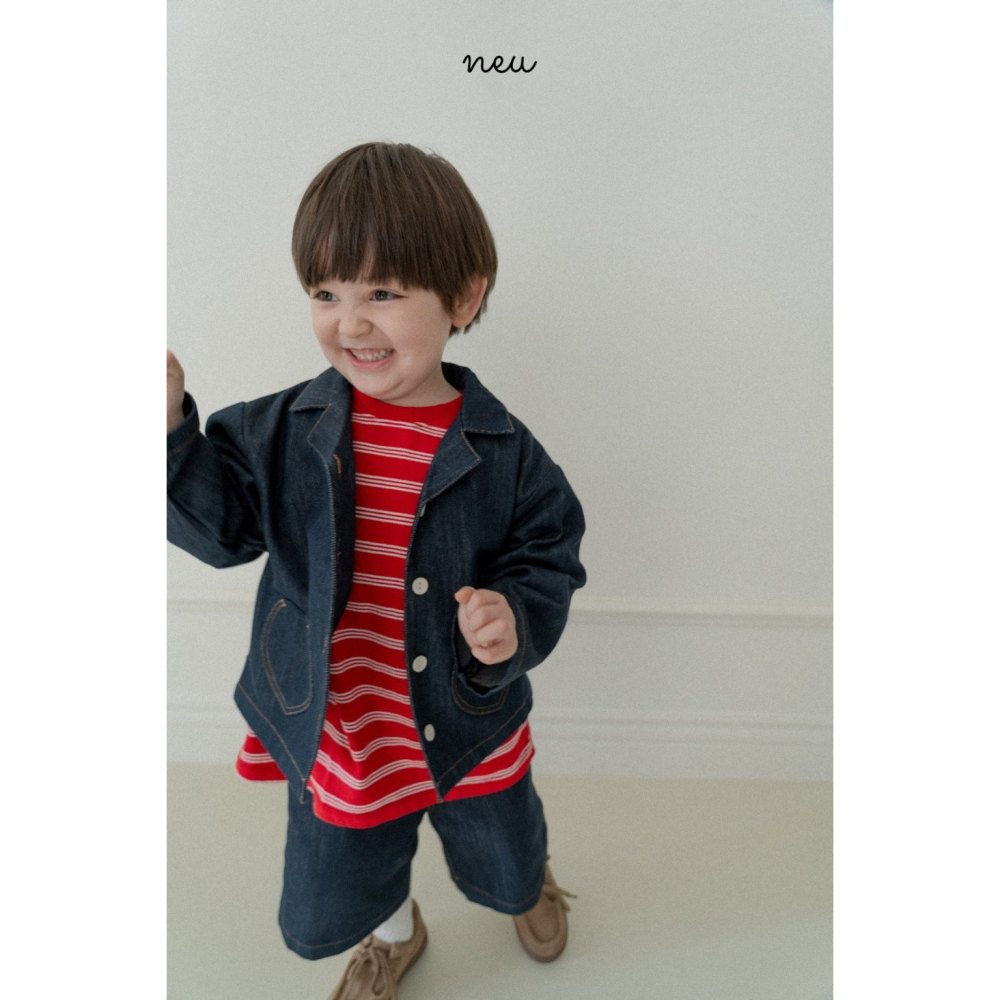 26春 正韓 neu｜Little Vintage 基本款百搭 單寧外套  藍/紅-細節圖3